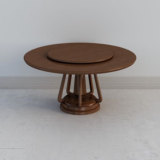 Round Dining Table 3D Model – Modern Dining Free