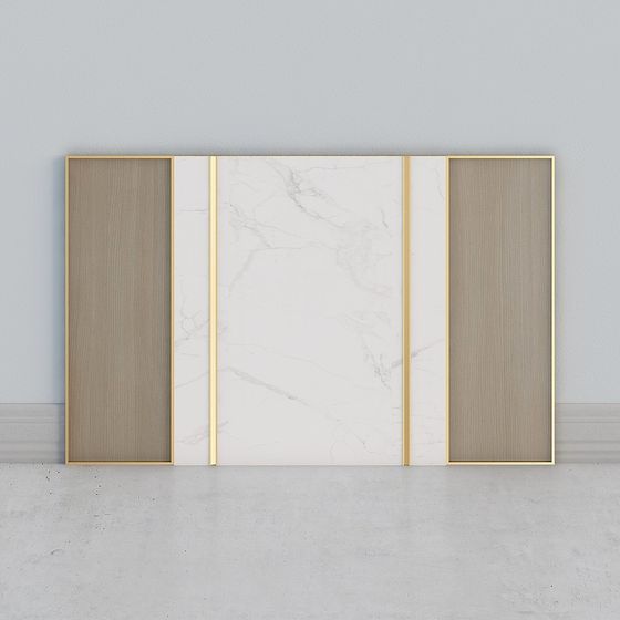 Elegant Dual Door and Marble Panel 3D model