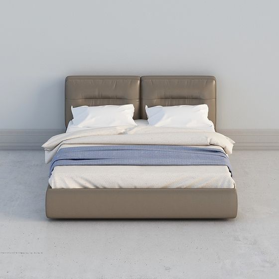 Elegant Low-Poly Bed 3D model