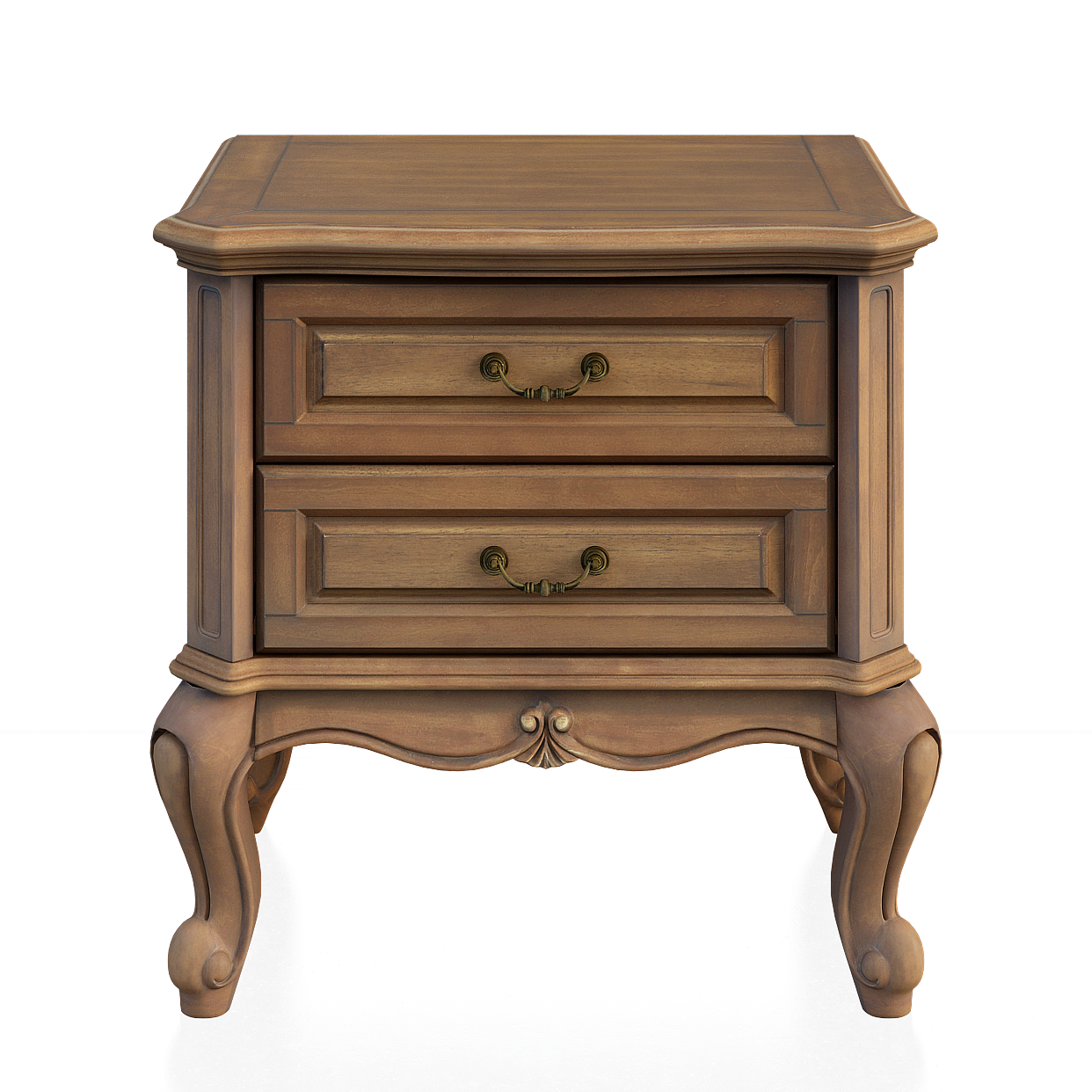 Vintage Nightstand 3D Model – Elegant Wood and Gold
