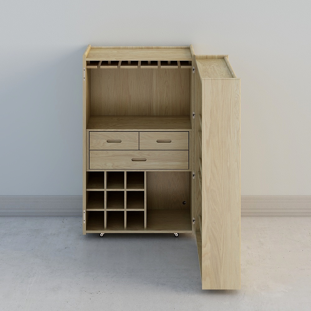 Stylish Mobile Bar Cabinet 3D model for Modern Interiors
