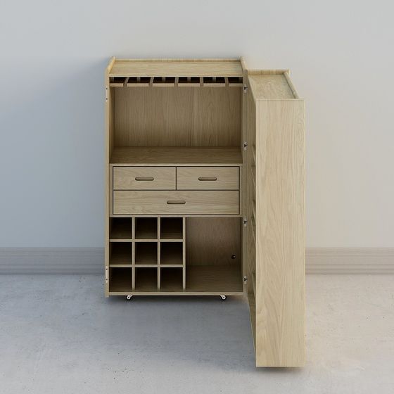 Stylish Mobile Bar Cabinet 3D model for Modern Interiors