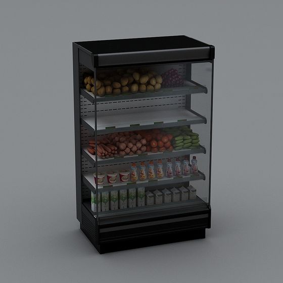 Realistic Supermarket Refrigerated Display Case 3D model