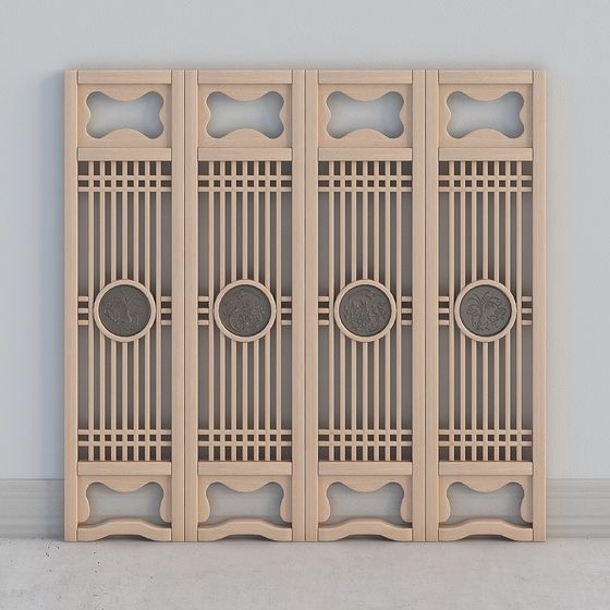 Elegant Oriental Screen 3D model for Creative Projects