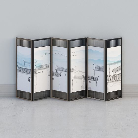 Artistic Screen 3D model with Eastern Essence