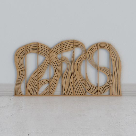 Streamlined Wooden Screen 3D model