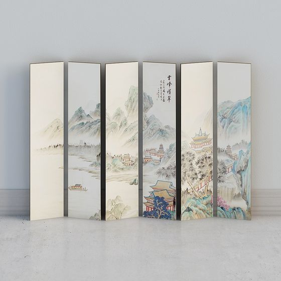 Ink Wash Folding Screen 3D model