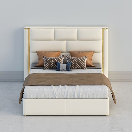 Elegant Minimalist Bed 3D model for Modern Interiors