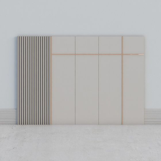 Elegant Minimalist 3D Model with Gold Accents