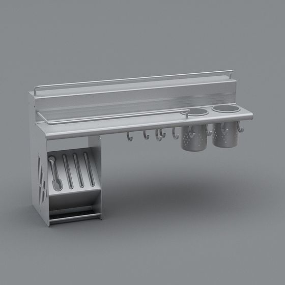 Sleek Kitchen Wall Storage Rack 3D model