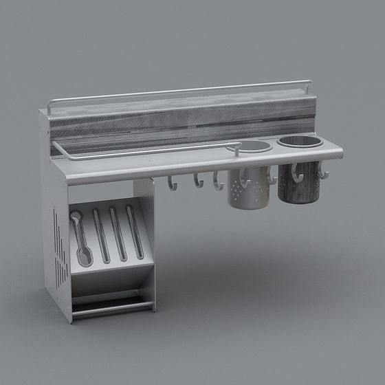 Stylish Stainless Steel Spice Rack 3D model