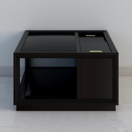 Sleek Black Framed Coffee Table 3D model for Modern Interiors