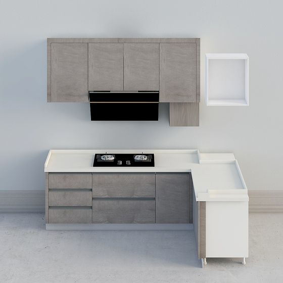 Modern Low-Poly Kitchen Cabinet 3D model