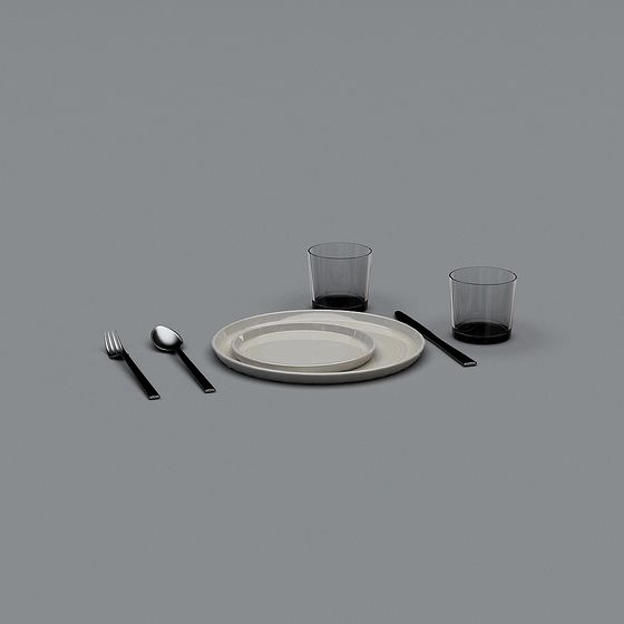 Minimalist Tableware 3D model for Elegant Dining