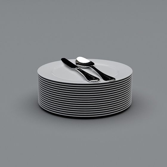 Elegant Tableware Stacking 3D model