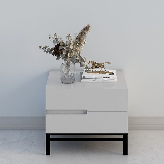 Modern Nightstand 3D Model in White Finish