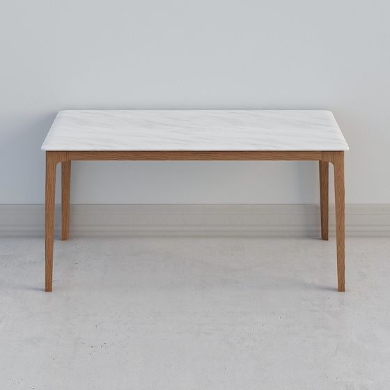 Modern Marble Texture Dining Table 3D Model – Minimalist Design - Modern Textured Dining Table Decor