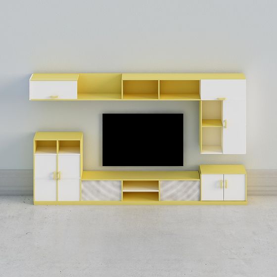 Stylish Low-Poly TV Cabinet 3D model