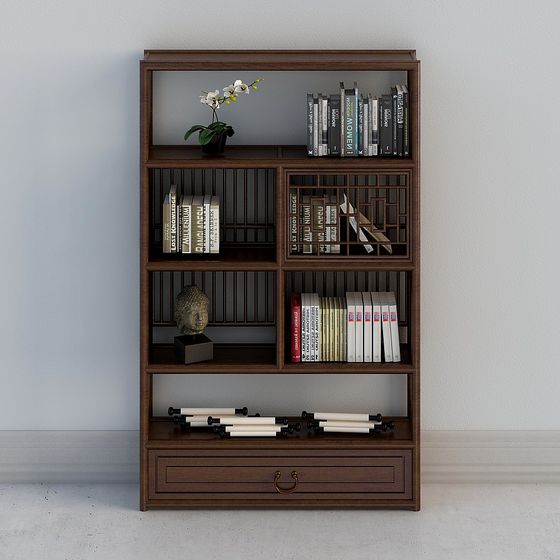 Elegant Low-Polygon Bookshelf 3D model