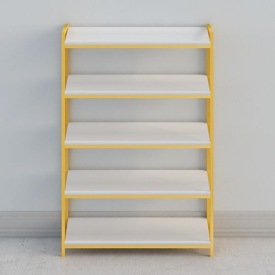 Modern Low-Polygon Yellow Metal Bookshelf 3D model