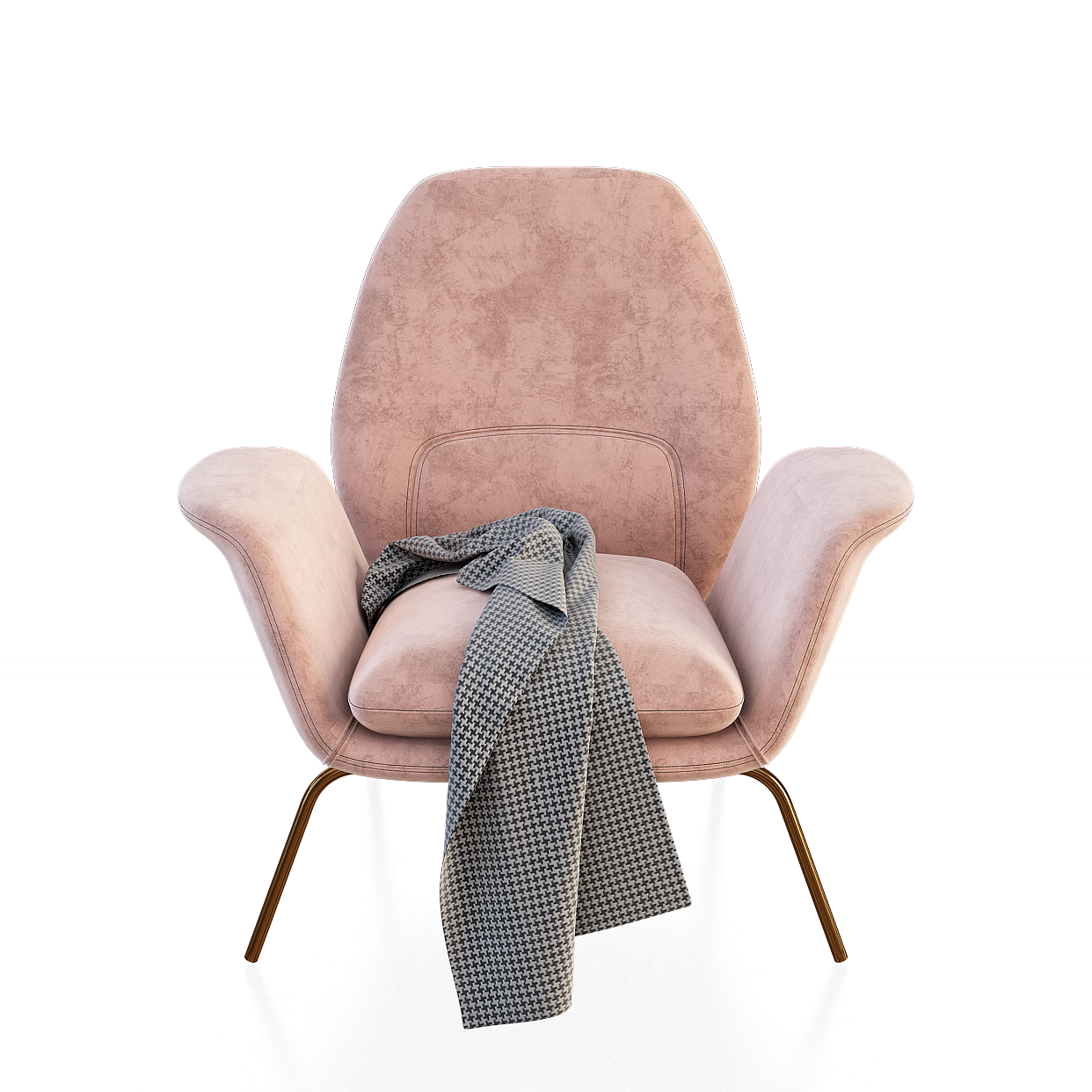 Elegant Velvet Chair 3D Model – Soft Pink Velvet