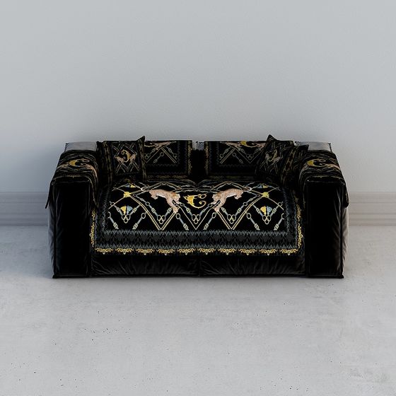 Gothic Velvet Bench 3D model