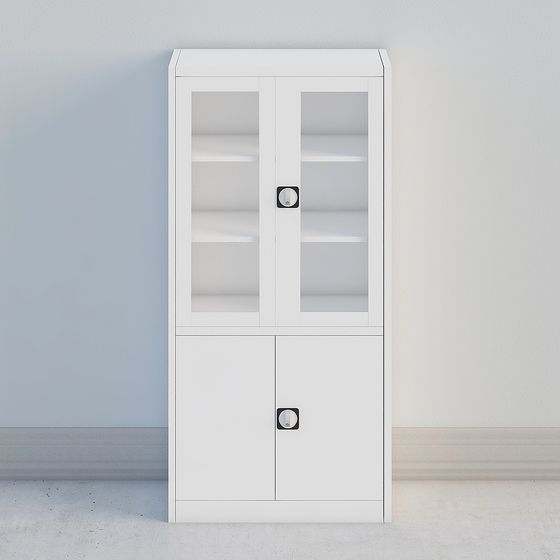 Modern Minimalist White Display Cabinet 3D model