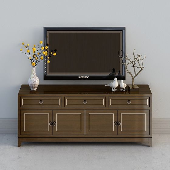 Elegant Low-Poly TV Cabinet 3D model for Modern Interiors