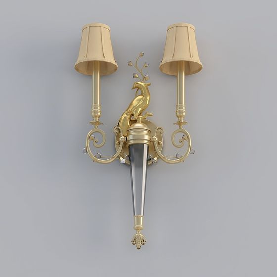 Golden Peacock Wall Sconce 3D model