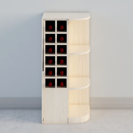 Curved Bar Cabinet 3D model for Modern Interiors