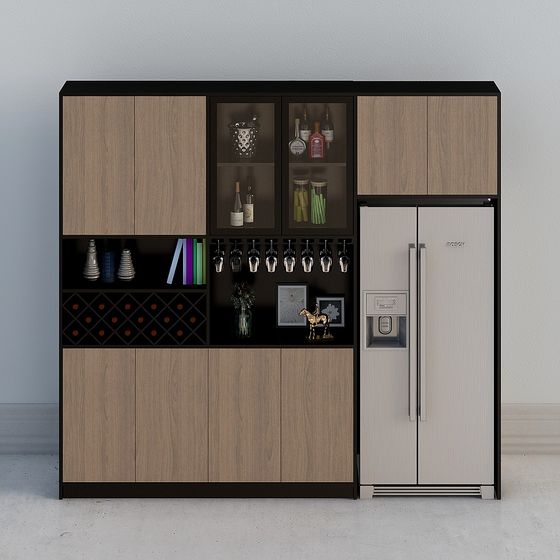 Stylish Home Bar Refrigerator Combination 3D model