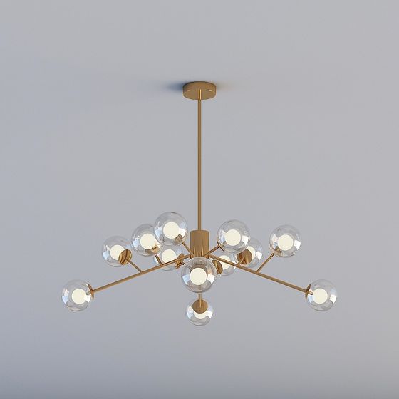 ไฟ 3D ทั้งหมด LX-นอร์ดิกโพสต์โมเดิร์นหลอดไฟหรูหรา - โคมไฟห้อย - 2253-12 สีทอง