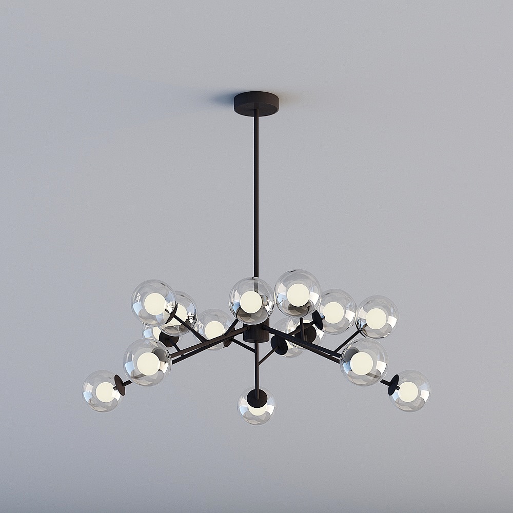 3D lights are all LX-Nordic post-modern light luxury restaurant bedroom study magic bean chandelier-2253-15 black