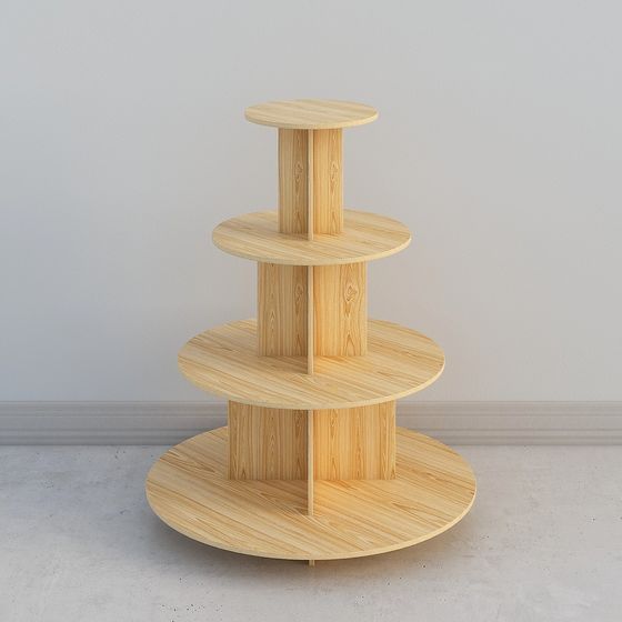 Low-Poly Wooden Display Stand 3D Model