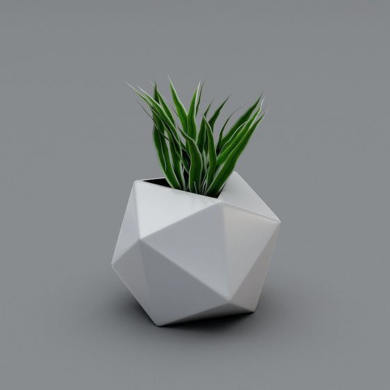Geometric Flower Pot 3D model for Modern Interiors