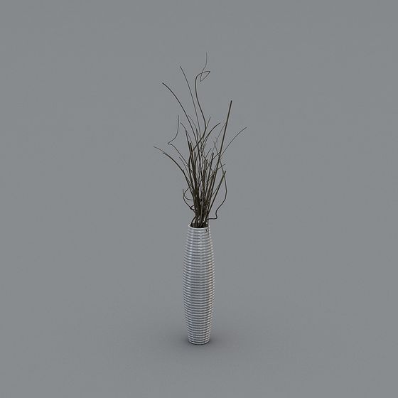 Minimalist Vase with Dried Branches 3D model