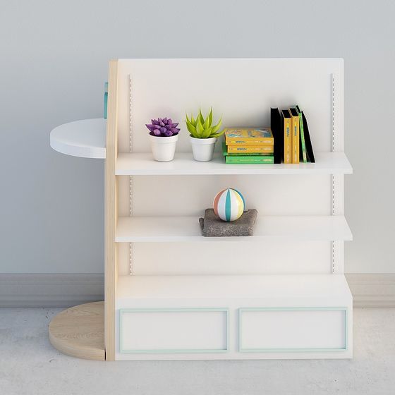 Elegant Low-Poly Bookshelf 3D Model for Modern Spaces