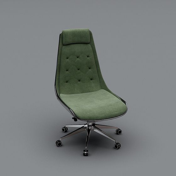 Green Velvet Office Chair 3D model