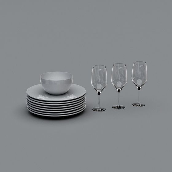 Elegant Tableware Set 3D model