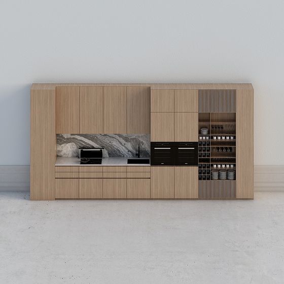 Modern Minimalist Kitchen Cabinet 3D model