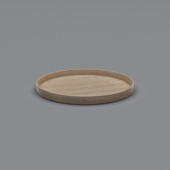 Elegant Round Wooden Tray 3D model for Creative Use