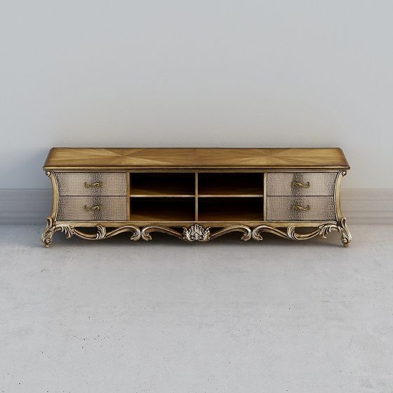 Elegant Low-Polygon 3D Model TV Cabinet