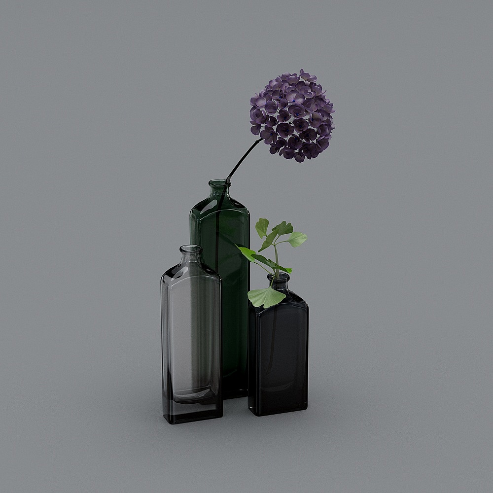 Purple flower black vase  5