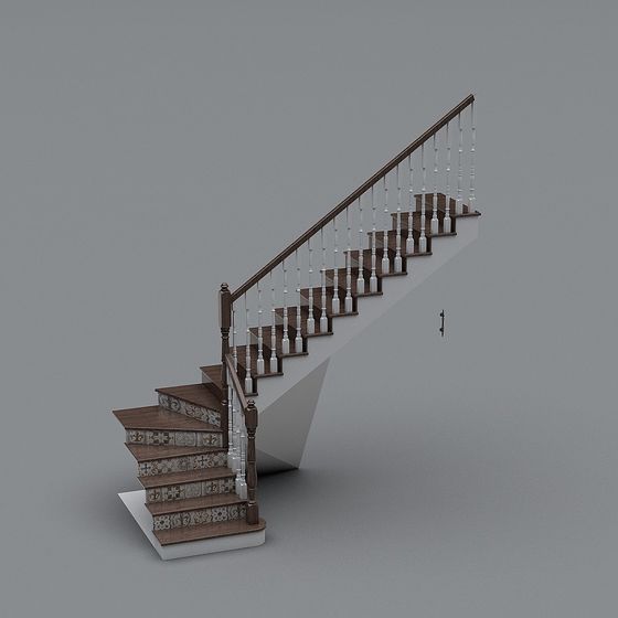 Retro Staircase Low-Poly 3D Model