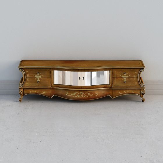 Vintage-Modern Low-Poly High-Detail TV Cabinet 3D model