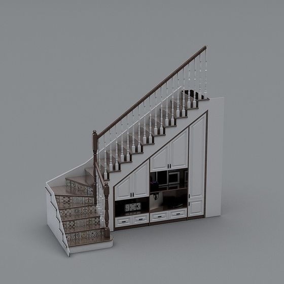 Elegant Staircase Cabinet 3D model