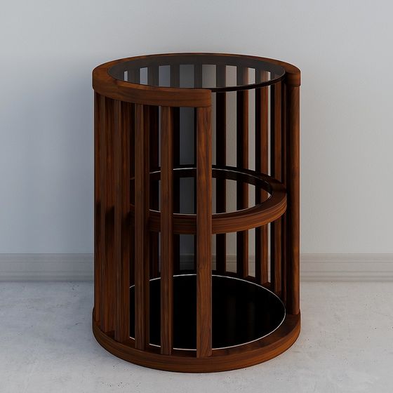 Stylish Rotating Wooden Stand 3D model