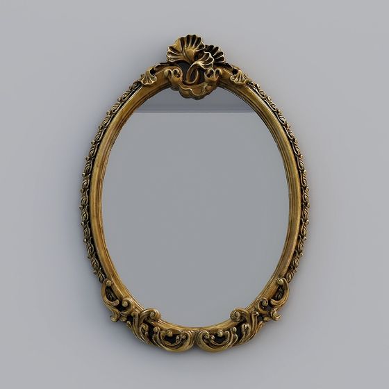 Elegant Oval Mirror 3D model with Vintage Charm