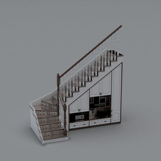 Elegant Staircase with Storage 3D model