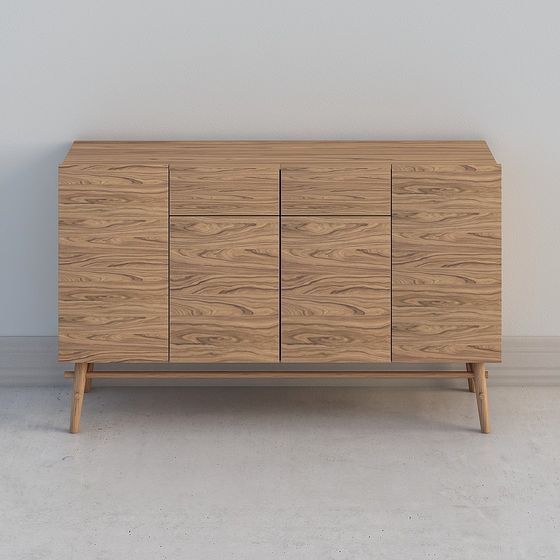 Wood Color Dining Cabinet 3D Model for Dining Areas